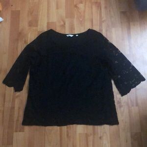 Black 3/4 sleeve lacey top, brand: Reitmans, Size: XXL